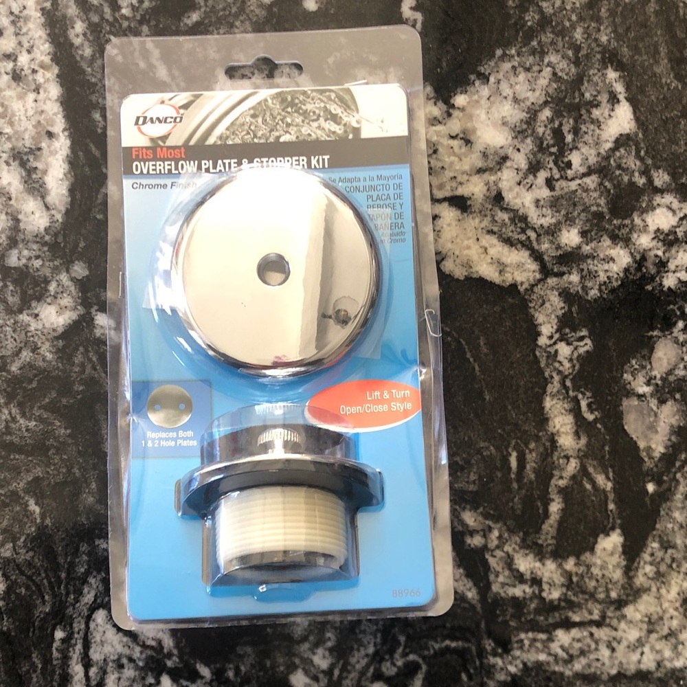 Chrome Overflow Plate & Stopper Kit